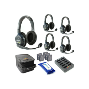 EARTEC UltraLITE UL5D 5-Person Full-Duplex Wireless Intercom with 5 UltraLITE Dual-Ear Headsets