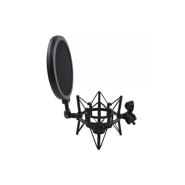 Black Plastic Microphone Shock Mount Stand Holder with Integrated Pop Filter Kit YL-100